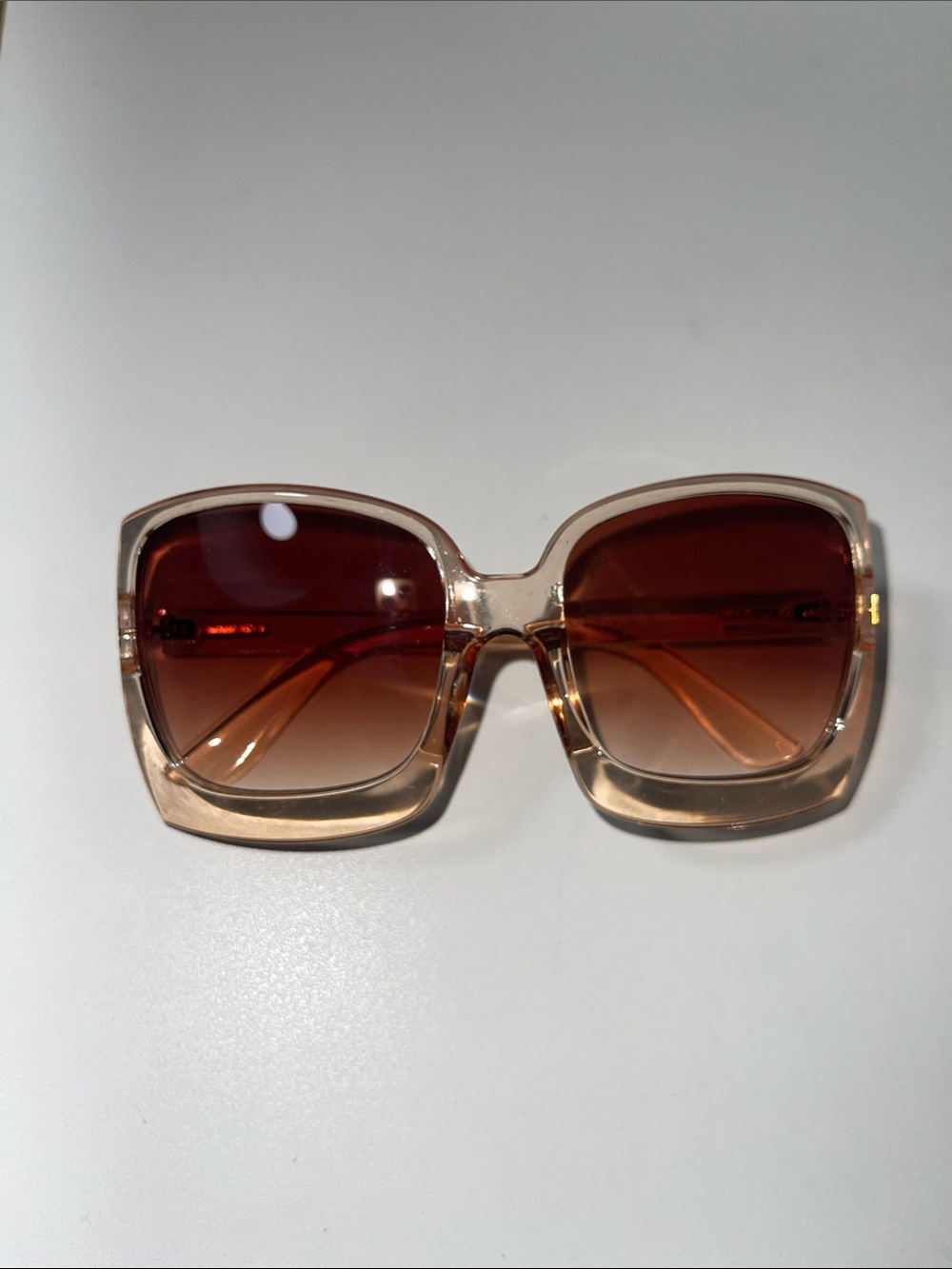 Women's Oversized Square Sunglasses - Amber Frame with Brown Gradient Lenses